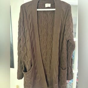 Wilfred Chocolate Cable Knit Cardigan